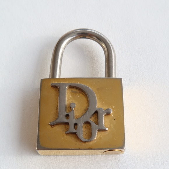 Christian Dior Vintage Monogram Keyless Padlock Pendant Two Tones - Picture 1 of 4